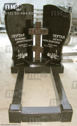 Элитный памятник из Габбро-диабаза с крестом из Балтийского гранита (ОРП 20)