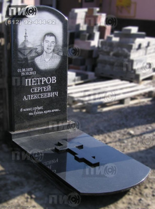 Элитный памятник из Габбро-диабаза с фигурной надгробной плитой  (ОРП 77)