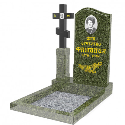 Элитный гранитный памятник с резным крестом на тумбе СВ-80