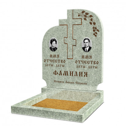 Вертикальный памятник на двоих с вырезанным крестом СВ-05