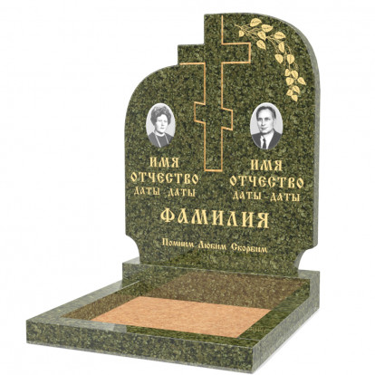 Вертикальный памятник на двоих с вырезанным крестом СВ-05