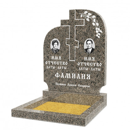Вертикальный памятник на двоих с вырезанным крестом СВ-05