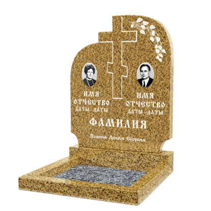 Вертикальный памятник на двоих с вырезанным крестом СВ-05