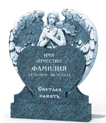 Резной гранитный памятник СВ-133 с резной скульптурой ангела модель