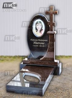 Оригинальный элитный памятник из красно-коричневого гранита Балтийский комбинированного с чёрным гранитом Габбро-диабаз.