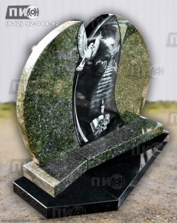 Оригинальный памятник комбинированный из двух гранитов: чёрного Габбро-диабаза и зелёного Балтик-грин для двоих в СПб.